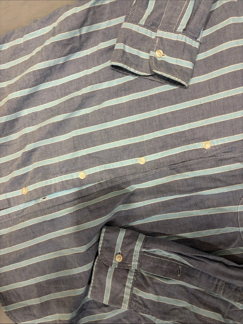 Jcrew Men's Oxford Button-Down Stripe Shirt - Blue/White